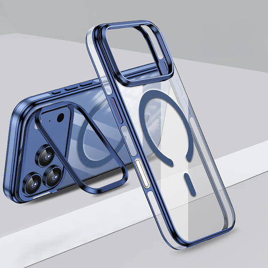 Apple iPhone 17 Pro Max Kılıf M-safe Şarj Özellikli Wlons Standlı Efsane Kapak Turuncu