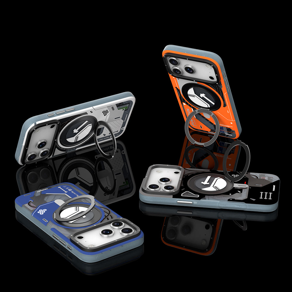 Apple iPhone 17 Pro Max Kılıf M-safe Şarj Özellikli Youngkit Starship Serisi Kapak Turuncu