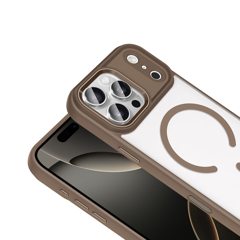 Apple iPhone 17 Pro Max Kılıf Wireless Şarj Özellikli Zore Krom M-safe Silikon Kapak Gri