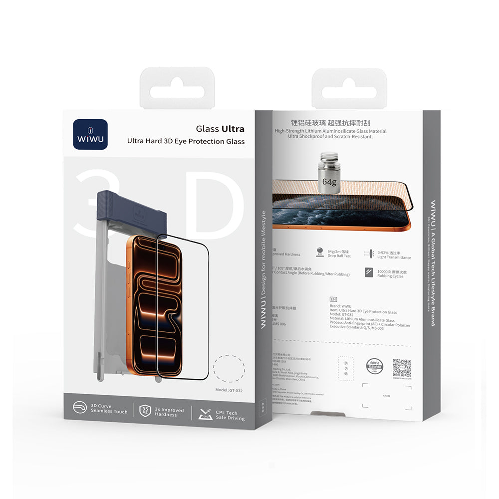 Apple iPhone 17 Pro Max Wiwu GT-032 Glass Ultra Serisi 3D Polarize Ekran Koruyucu Cam + Kolay Uygulama Aparatı