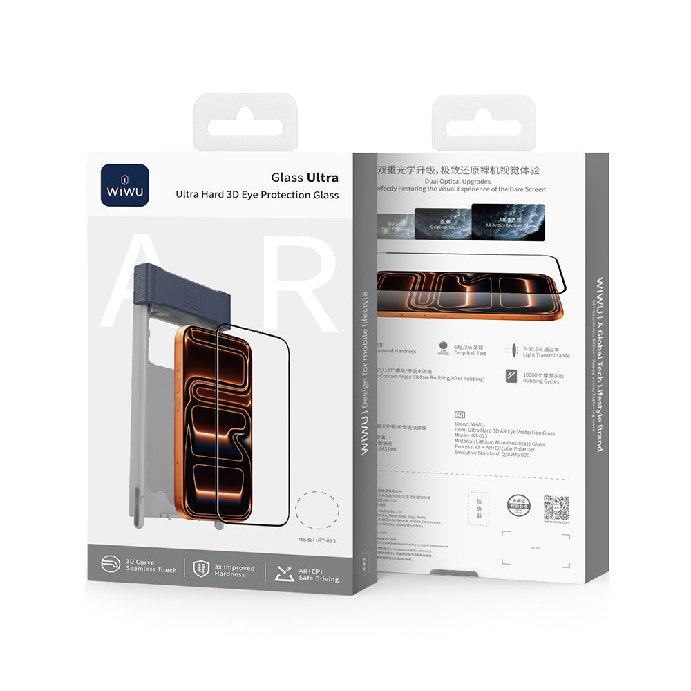 Apple iPhone 17 Pro Wiwu GT-033 Glass Ultra Serisi 3D Anti Reflective Ekran Koruyucu Cam + Kolay Uygulama Aparatı