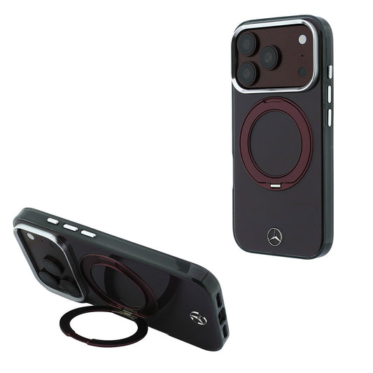 Apple iPhone 18 Pro Max Kılıf Mercedes Benz Orjinal Lisanslı M-safe Şarj Özellikli 360 Derece Dönebilen Standlı Metal Logolu Sert PC Kapak