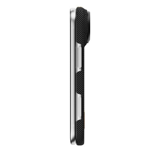 Apple iPhone Duo Kılıf M-safe Şarj Özellikli Raptic Aramid SkinPro Rise Serisi 24 Ayar Altın Kaplamalı Karbon Kapak