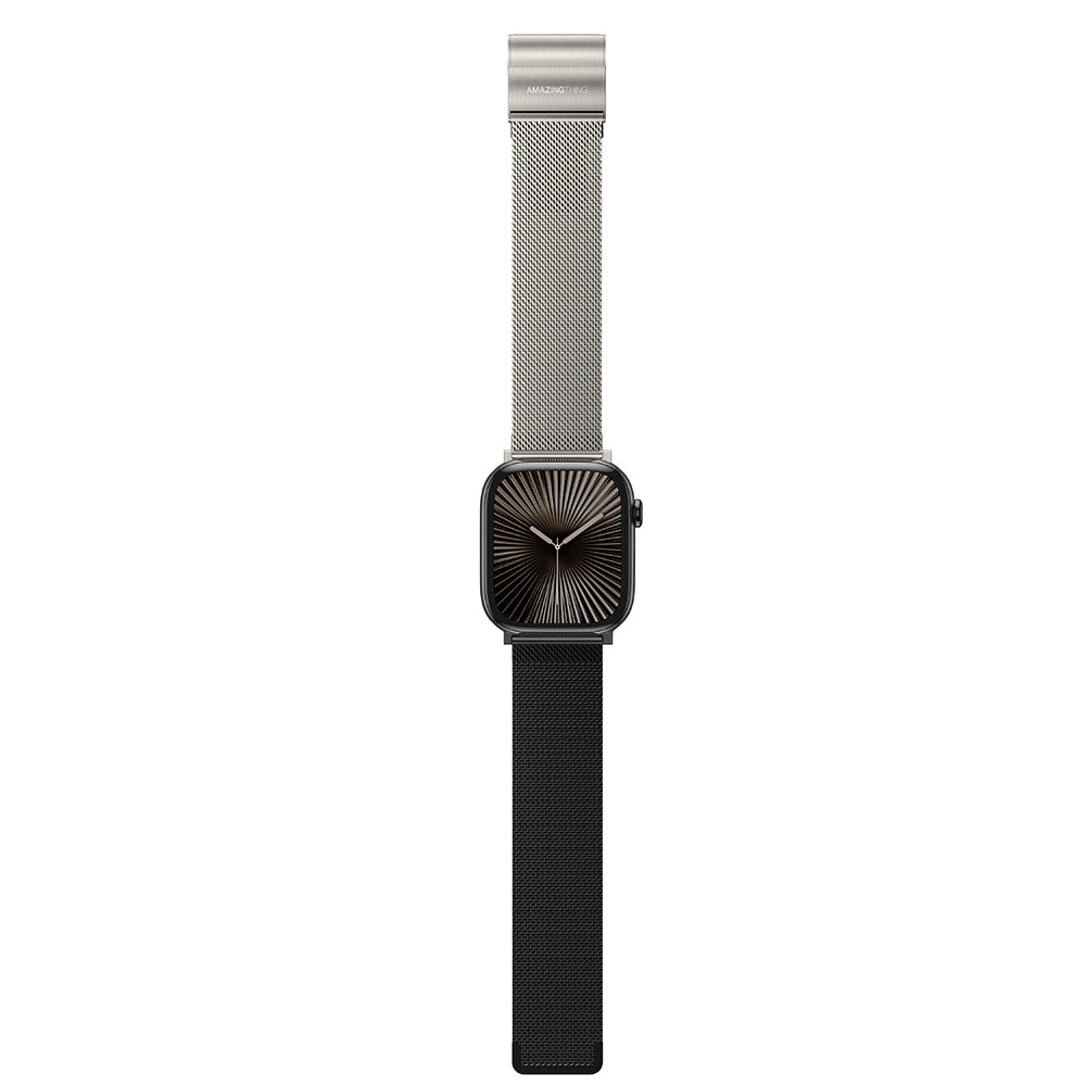 Apple Watch 10 46mm Amazingthing Omni StyleFlip Metal Hasır Kordon Siyah