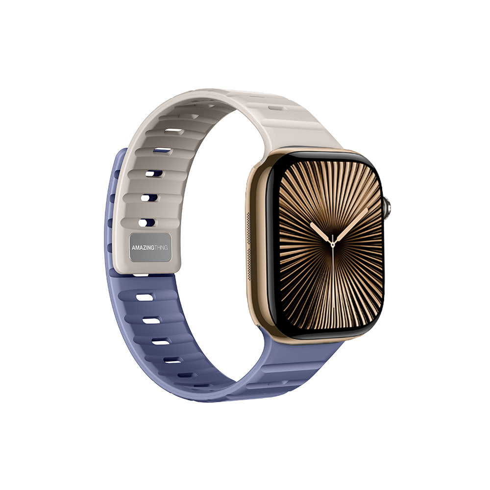 Apple Watch 10 46mm Amazingthing SilqLock Silikon Kordon Strap Kayış Gri