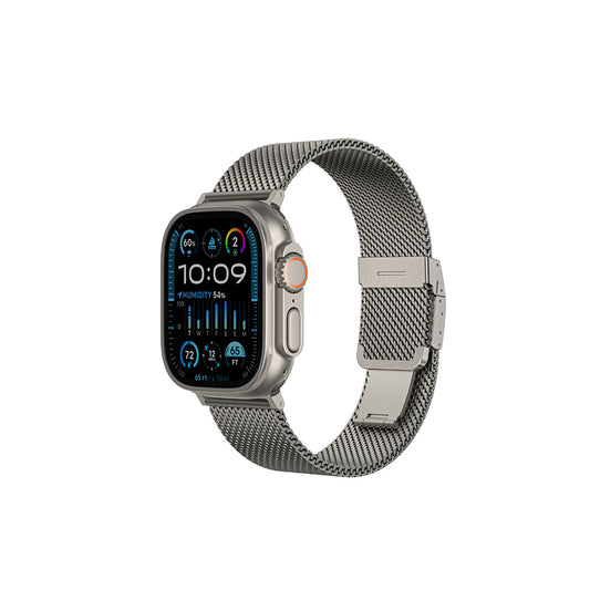 Apple Watch 10 46mm Amazingthing Titan Premium Metal Hasır Kordon Titanyum
