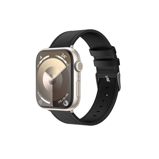 Apple Watch 44mm Benks Vintage Genuine Leather Serisi Deri Kordon Strap Kayış Siyah