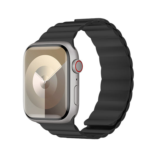 Apple Watch 7 41mm Benks Magnetik Tak Çıkar Silikon Strap Kayış Siyah-Turuncu