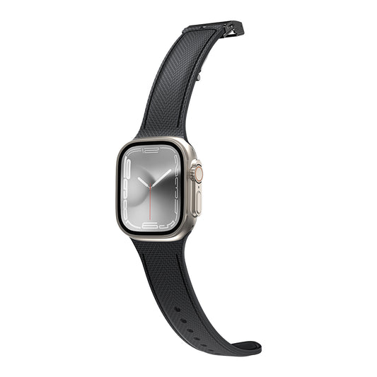 Apple Watch 7 45mm Amazingthing Titan Swift Deri Dokulu Silikon Kordon