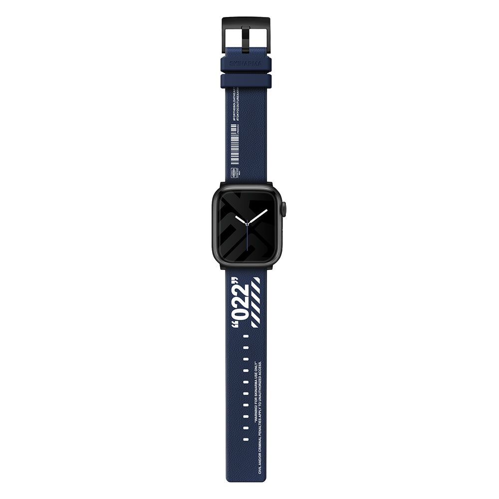 Apple Watch 7 45mm SkinArma Taihi Sora Yazı Desenli Deri Görünümlü Silikon Kordon Kırmızı