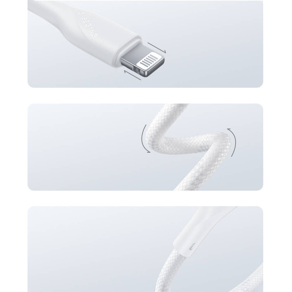 Casebang Type-C To Lightning Hızlı Şarj Özellikli Örgülü 27W PD Kablo 2m Siyah