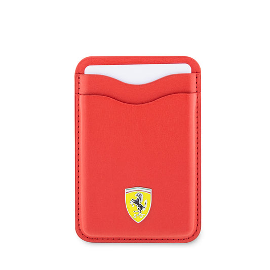 Ferrari Orjinal Lisanslı Magnetik Metal Logolu PU Deri Kartlık Siyah