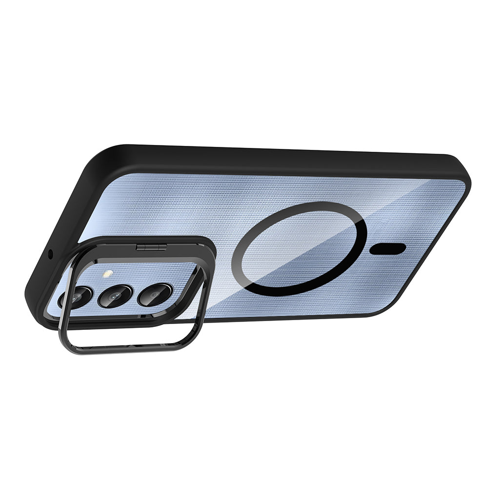 Galaxy A56 Kılıf Standlı ve Kamera Lens Hediyeli Zore Etro Kapak Lacivert