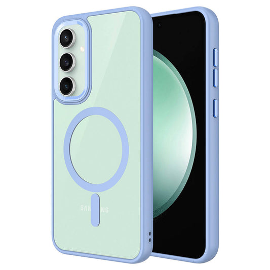 Galaxy S23 FE Kılıf Wireless Şarj Özellikli Zore Krom M-safe Silikon Kapak Gri