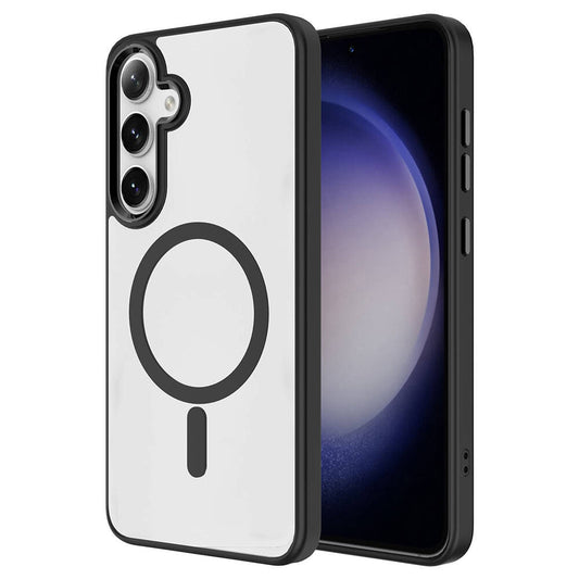 Galaxy S24 Kılıf M-safe Şarj Özellikli Zore Krom M-safe Silikon Kapak Siyah