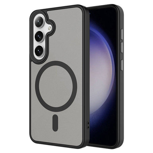 Galaxy S24 Kılıf Sert PC Arka Yüzey Wireless Şarj Özellikli Zore Flet M-safe Kapak Lila