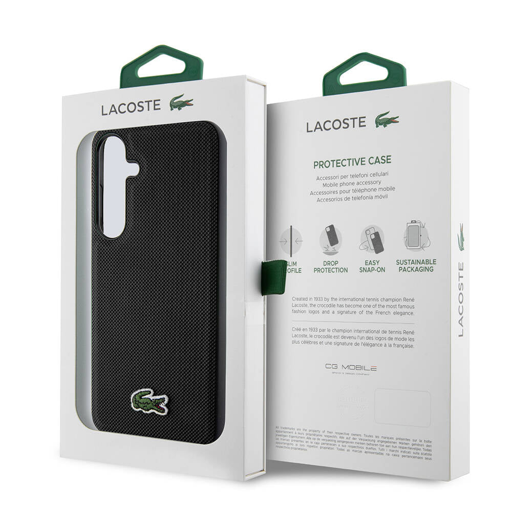Galaxy S24 Plus Kılıf Lacoste Orjinal Lisanslı PU Pike Desenli Arka Yüzey İkonik Timsah Dokuma Logolu Kapak Yeşil