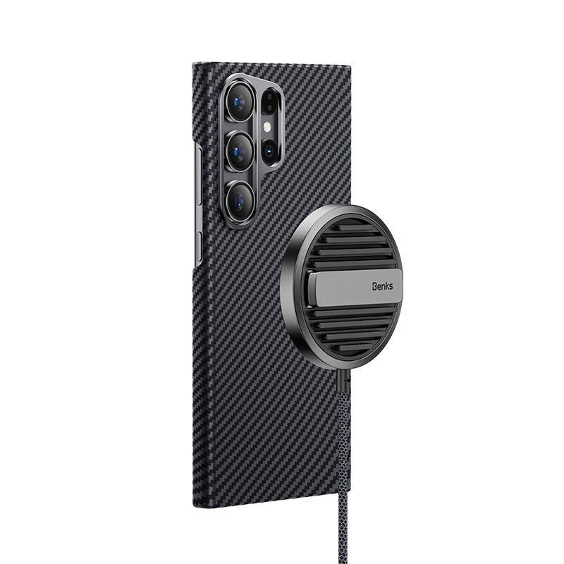 Galaxy S24 Ultra Kılıf M-safe Özellikli Karbon Fiber Benks Essential ArmorAir 600D Kevlar Kapak Siyah