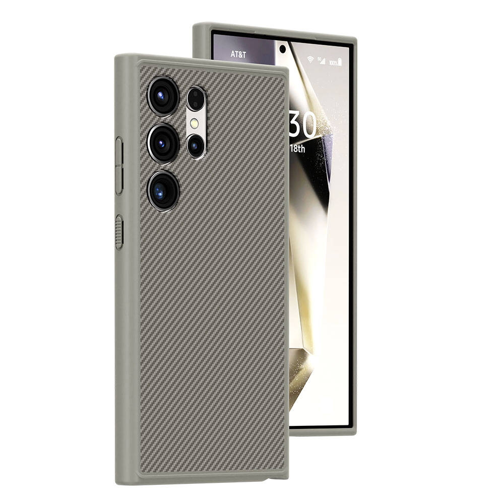 Galaxy S24 Ultra Kılıf M-safe Şarj Özellikli Karbon Fiber Görünümlü Zore T-Karbon Kapak