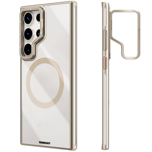 Galaxy S24 Ultra Kılıf M-safe Şarj Özellikli Sararma Önleyici Youngkit Crystal Grid Kapak Siyah