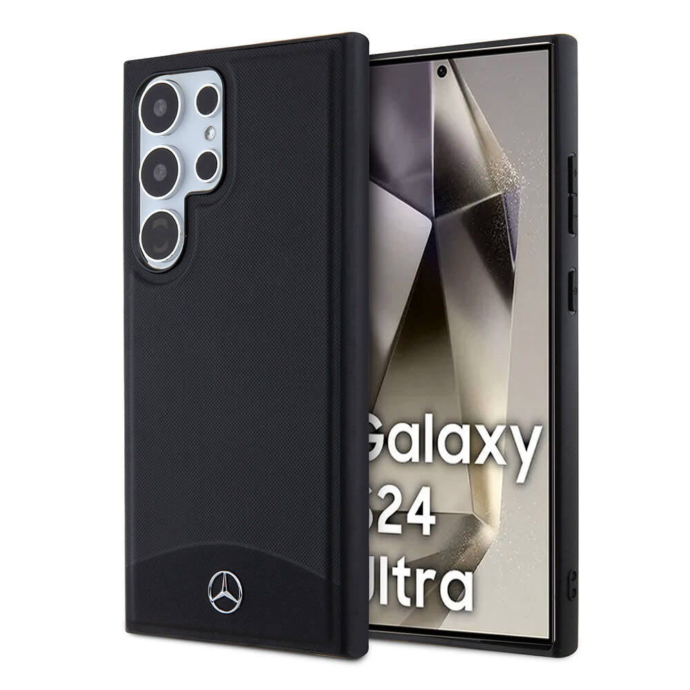Galaxy S24 Ultra Kılıf Mercedes Benz Orjinal Lisanslı M-safe Şarj Özellikli Deri Dokumalı Sade Kapak