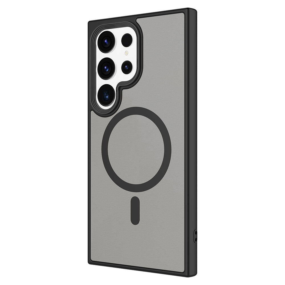 Galaxy S24 Ultra Kılıf Sert PC Arka Yüzey Wireless Şarj Özellikli Zore Flet M-safe Kapak Koyu Yeşil