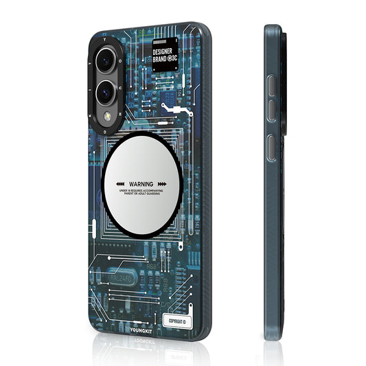 Galaxy S25 Edge Kılıf M-safe Şarj Özellikli Youngkit Technology Serisi Kapak Gri