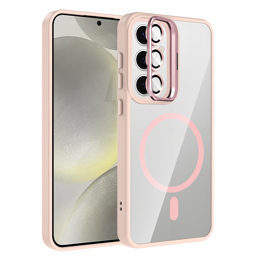 Galaxy S25 FE Kılıf Standlı ve Kamera Lens Hediyeli M-Safe Şarj Özellikli Zore Etro Kapak