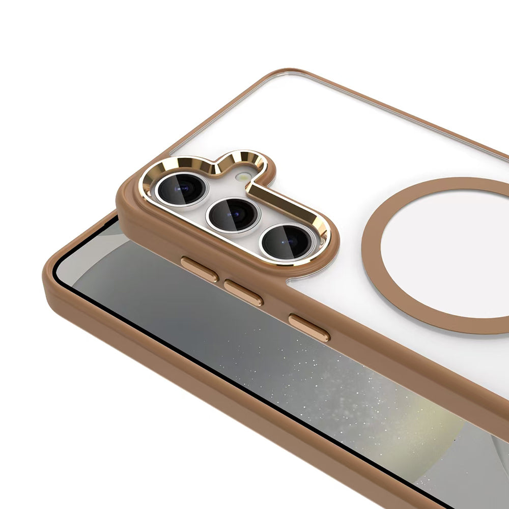 Galaxy S25 Plus Kılıf M-safe Şarj Özellikli Zore Krom M-safe Silikon Kapak Gri