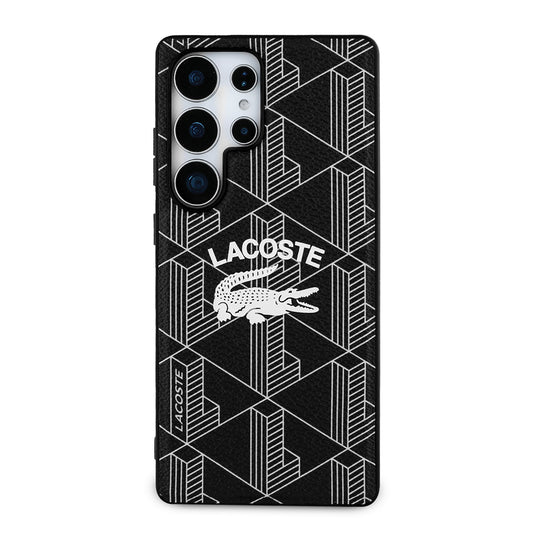 Galaxy S25 Ultra Kılıf Lacoste Orjinal Lisanslı M-safe Şarj Özellikli Mono Vintage Logo Kapak Siyah
