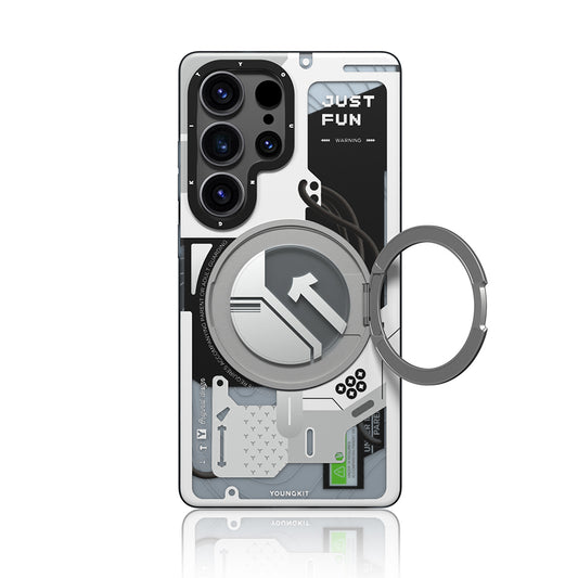 Galaxy S25 Ultra Kılıf M-safe Şarj Özellikli Youngkit 360° Standlı Starship Serisi Kapak Siyah