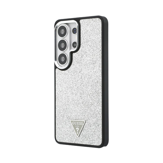 Galaxy S26 Ultra Kılıf Guess Orjinal Lisanslı M-safe Şarj Özellikli Metal Kamera Çerçeveli Üçgen Logolu Glitter Kapak