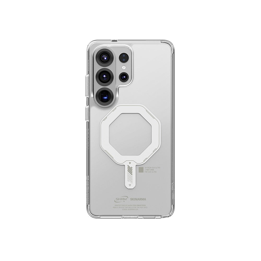 Galaxy S26 Ultra Kılıf M-safe Şarj Özellikli Şeffaf Airbag Tasarımlı Skinarma Saido Mag-Charge Nightglow Kapak