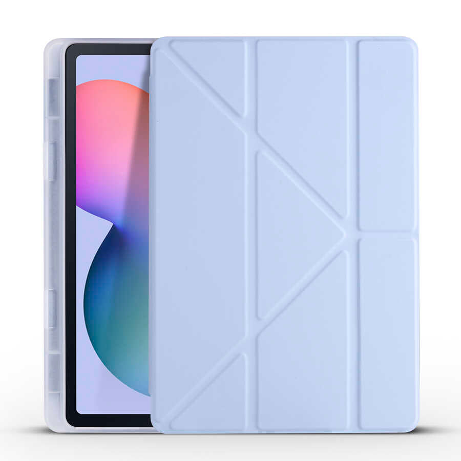 Galaxy Tab S6 Lite P610 Kılıf Zore Tri Folding Kalem Bölmeli Standlı Kılıf Mor