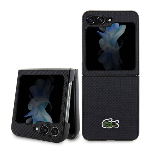 Galaxy Z Flip 5 Kılıf Lacoste Orjinal Lisanslı PU Pike Desenli Arka Yüzey İkonik Timsah Dokuma Logolu Kapak Kırmızı