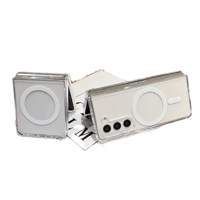 Galaxy Z Fold 7 Kılıf M-safe Şarj Özellikli Şeffaf Sert PC Zore Embos Kapak Şeffaf