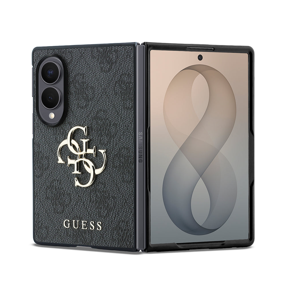 Galaxy Z Fold 8 Kılıf Guess Orjinal Lisanslı 4G Desenli Metal Büyük 4G ve Yazı Logolu Kapak