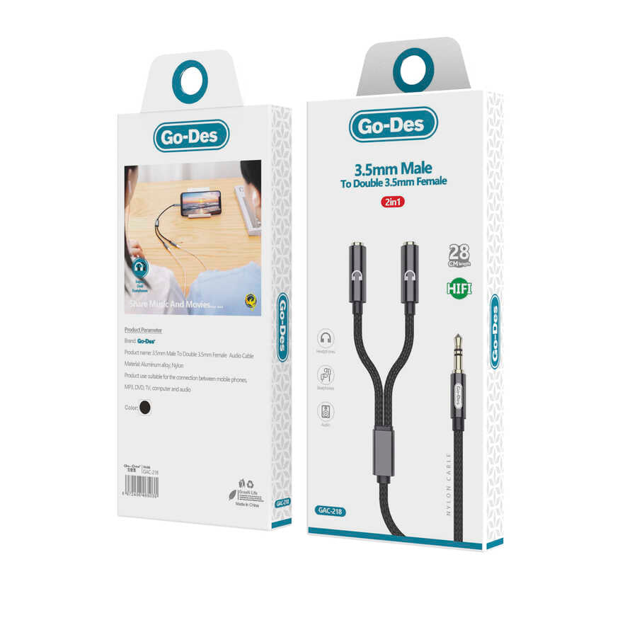 Go Des GAC-218 3.5mm Aux Çoğaltıcı Siyah