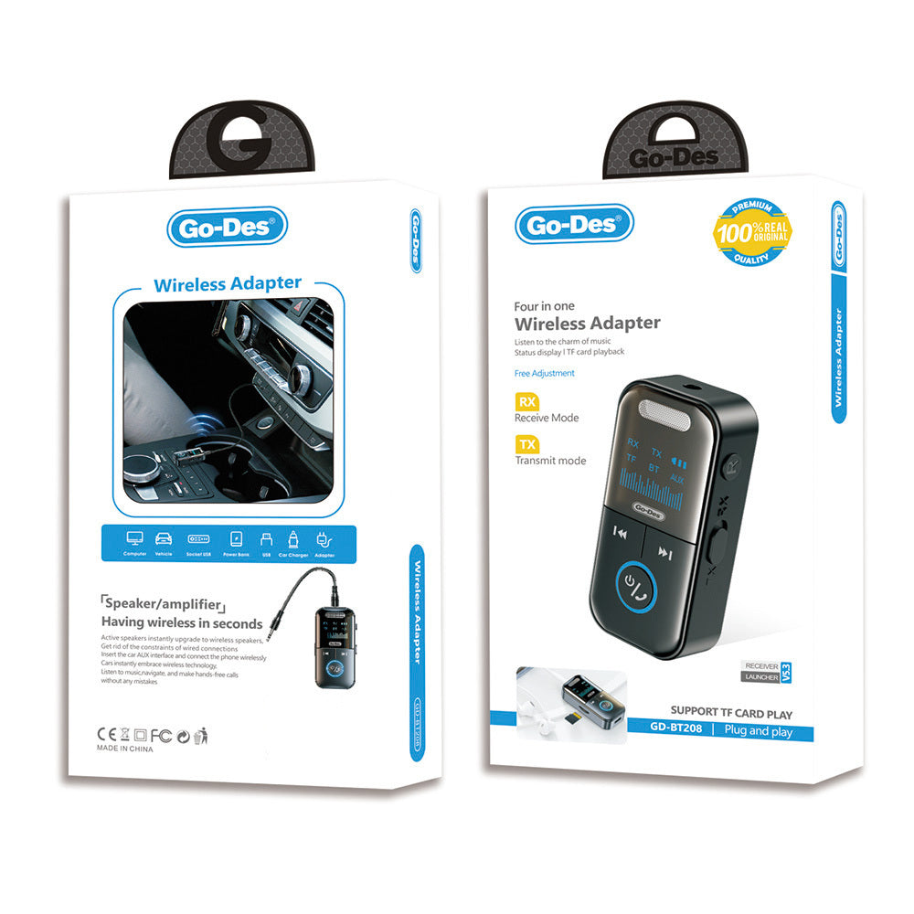 Go Des GD-BT208 Tak Çalıştır 4in1 Wireless Adaptör V5.3 Siyah