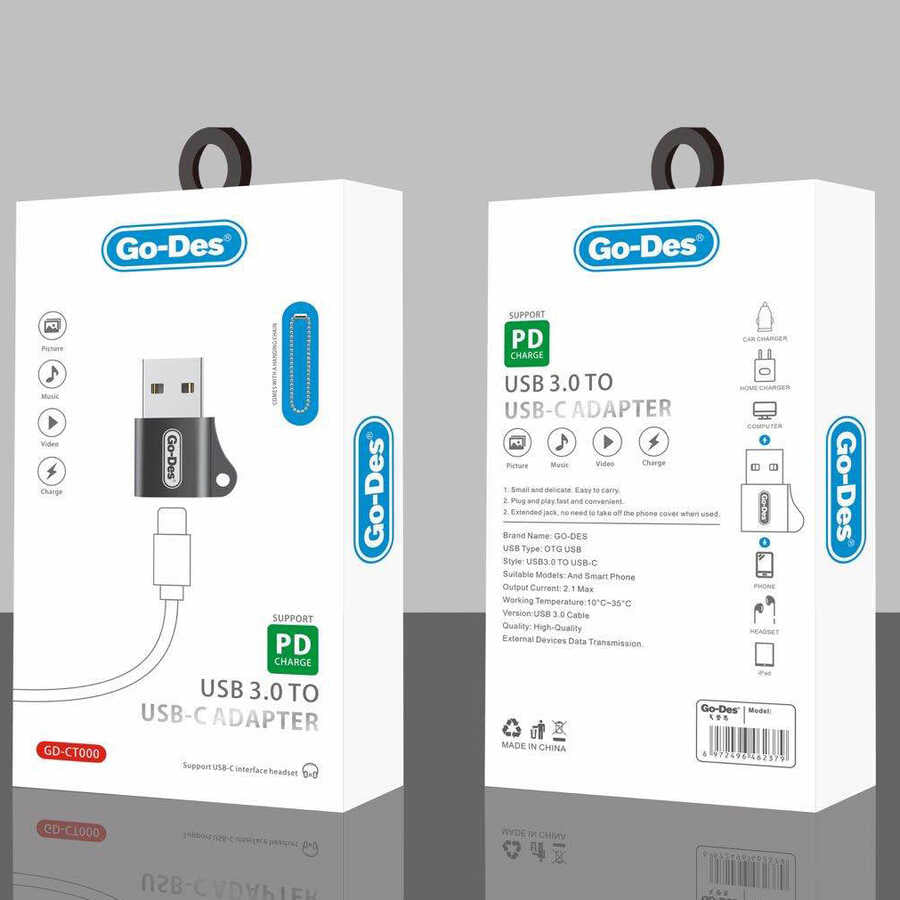 Go Des GD-CT028 Type-C To Usb Çevirici Siyah