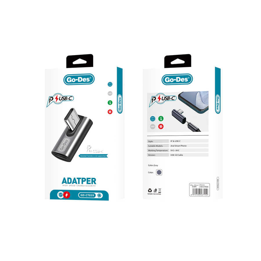Go Des GD-CT039 Lightning to Type-C Çevirici Siyah