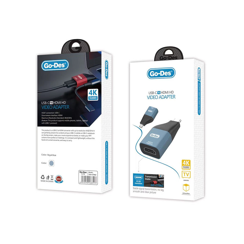 Go Des GD-CT062 HDMI to Type-C Dönüştürücü OTG 4K@30Hz Siyah