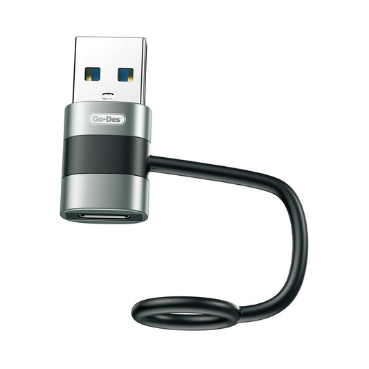 Go Des GD-CT069 USB 3.0 to Type-C Data Ve Hızlı Şarj Adaptörü Siyah