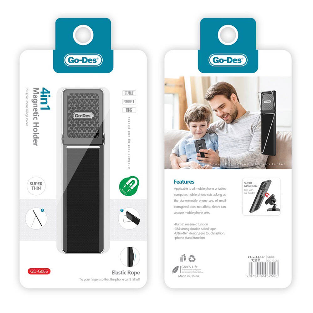 Go Des GD-G086 4in1 Standlı Magnetik Yüzük Tutucu Aparat Siyah