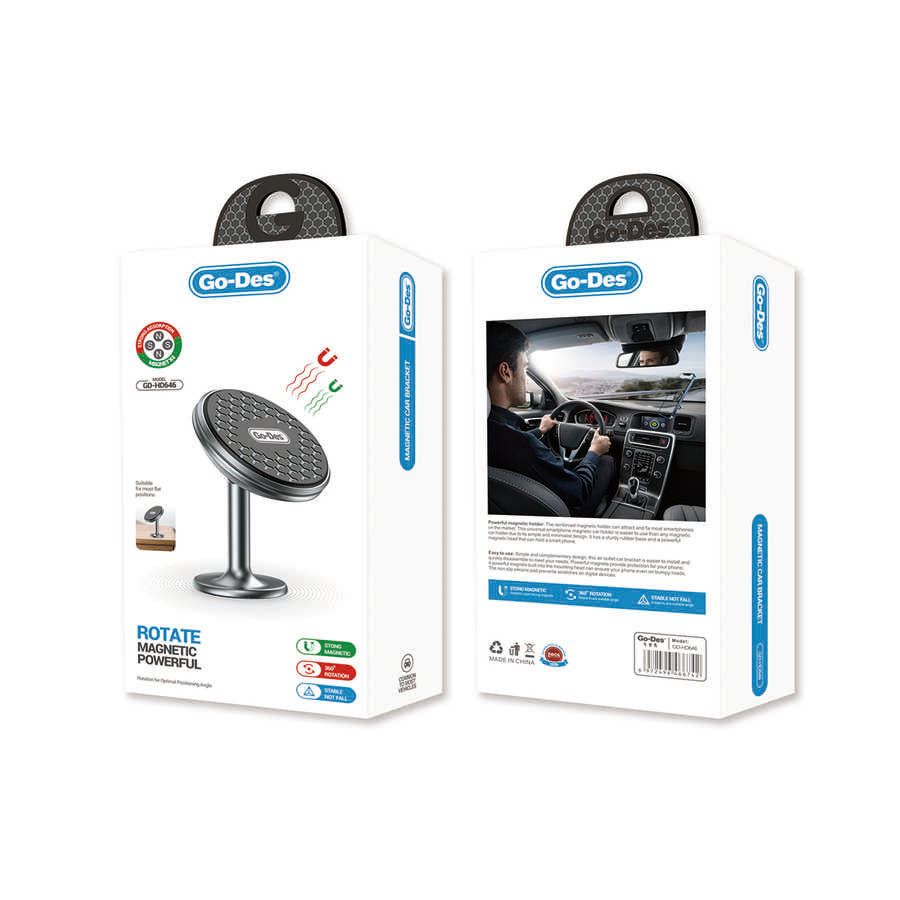 Go Des GD-HD646 Magnetik Araç İçi Telefon Tutucu Düz Zemin Versiyon Siyah