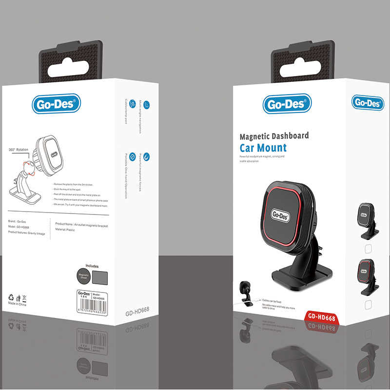 Go Des GD-HD668 Magnetik Araç Telefon Tutucu Siyah-Beyaz