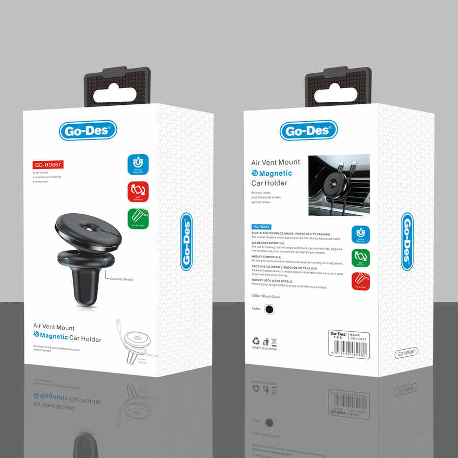 Go Des GD-HD687 Magnetik Araç Telefon Tutucu Siyah