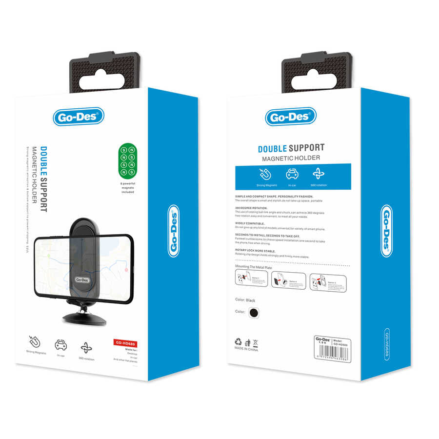 Go Des GD-HD689 Magnetik Araç Telefon Tutucu Siyah