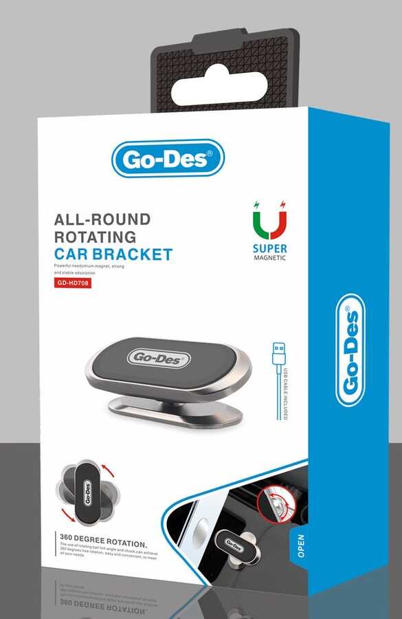 Go Des GD-HD708 Magnetik Araç Telefon Tutucu Gri