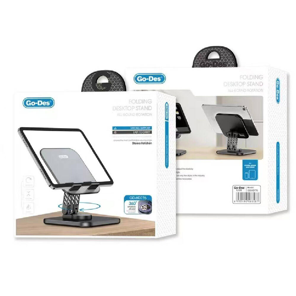 Go Des GD-HD776 Taşınabilir Katlanabilir 360 Dönebilen Metal Telefon ve Tablet Standı Siyah
